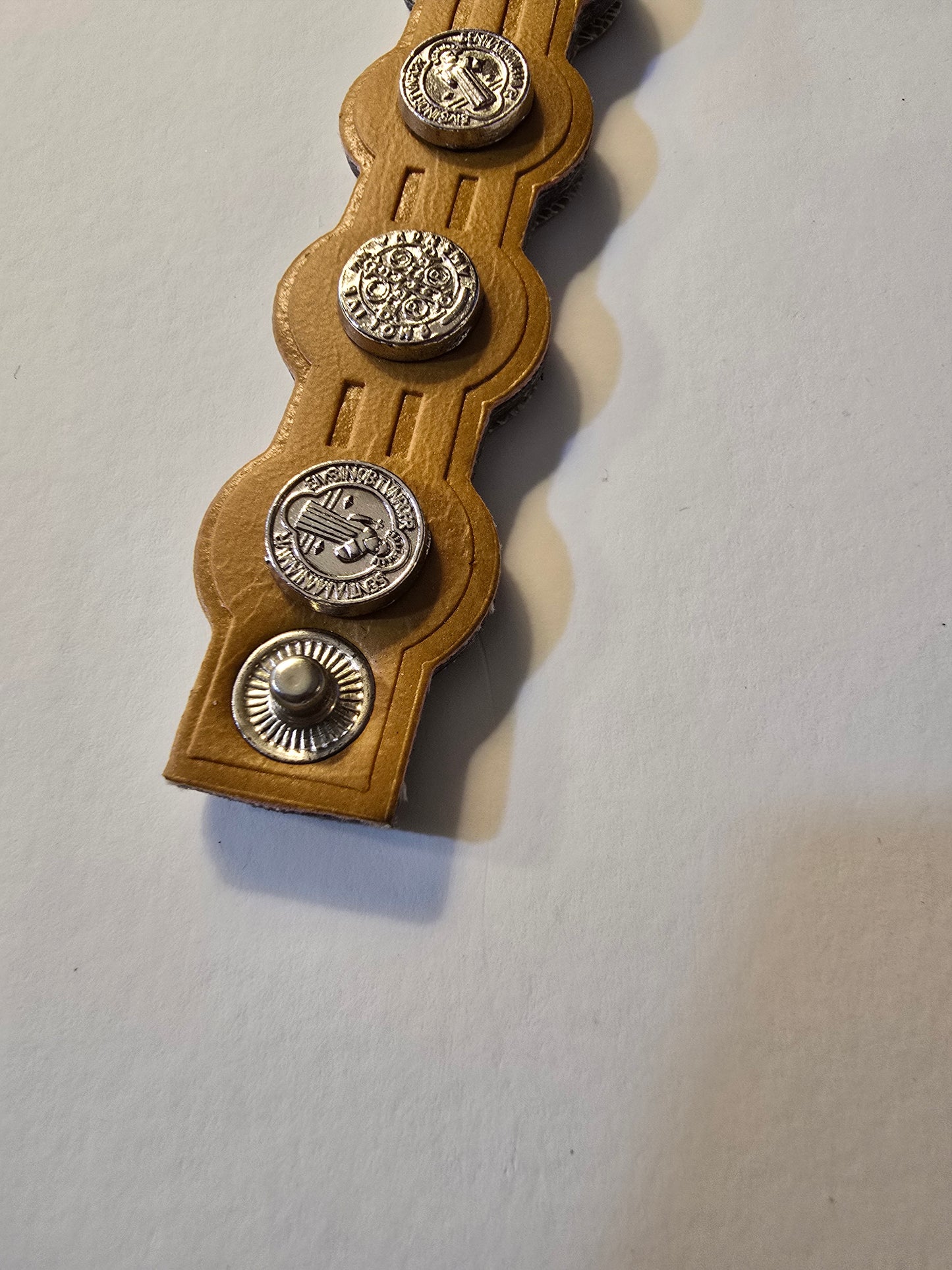 St. Benedict Medals Leather Snap Bracelet