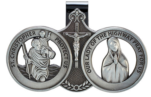 St. Christopher/Our Lady of the Highway Pewter Visor Clip