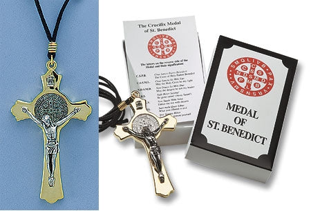 St. Benedict Gold-Tone Crucifix Pendant