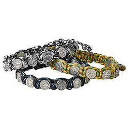 St. Benedict Multi-Colored Medals Corded Bracelet