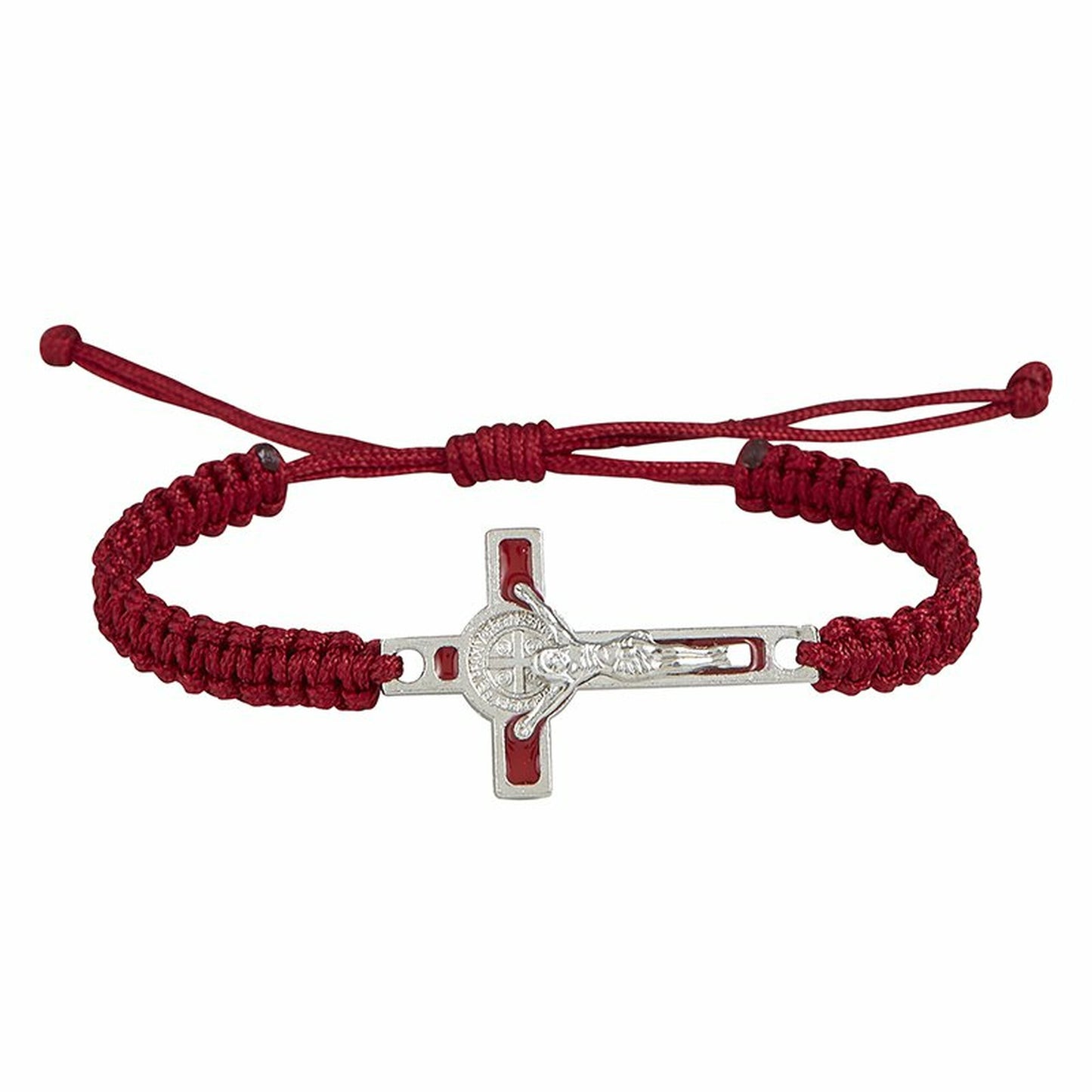 St. Benedict Medal Macrame Bracelet (Red)