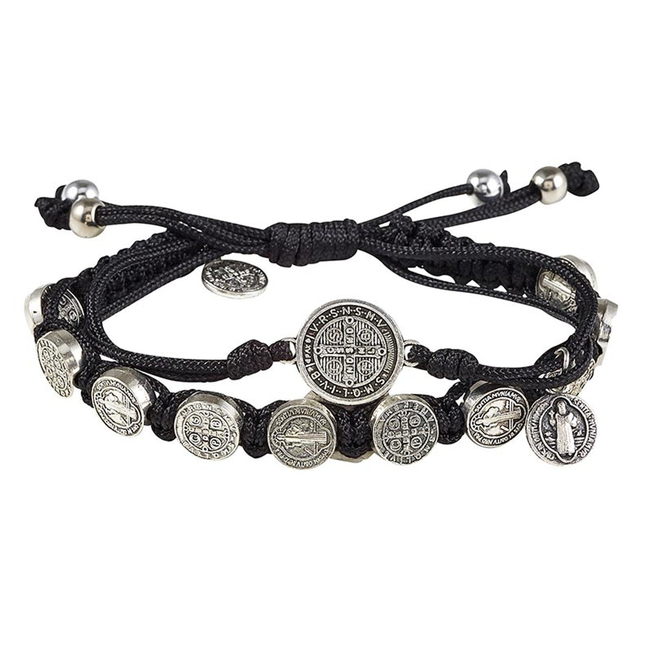 St. Benedict Black Double Strand Macrame Bracelet