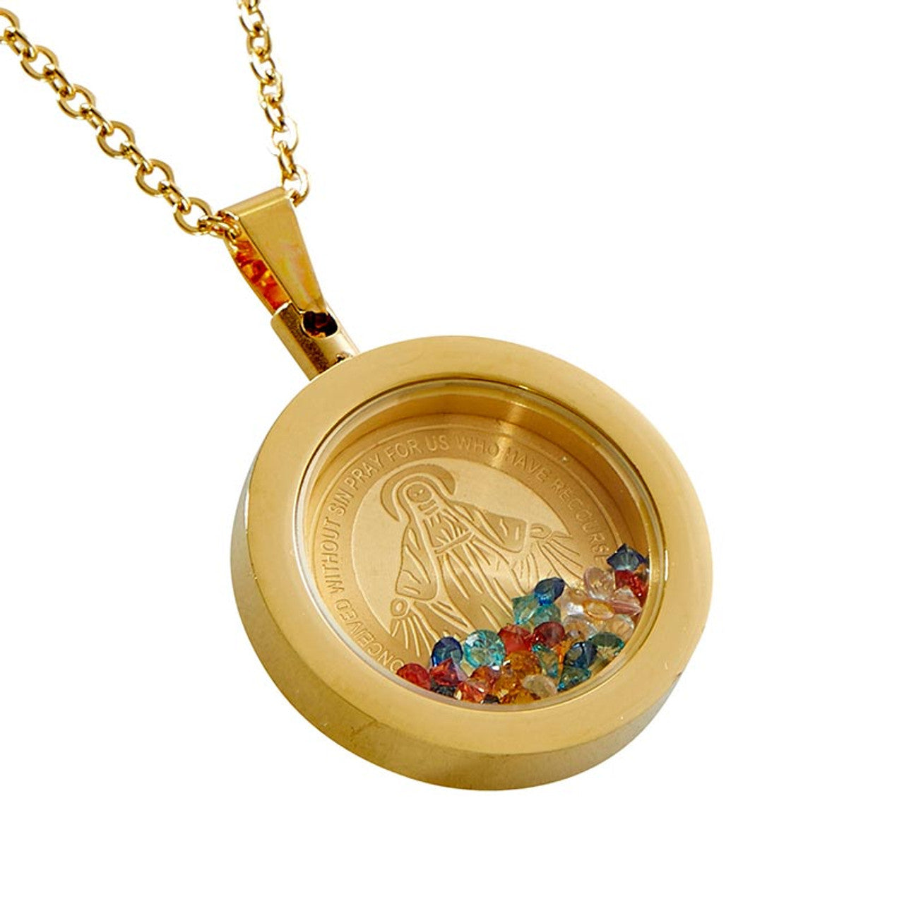 St. Benedict Silver Floating Crystal Pendant