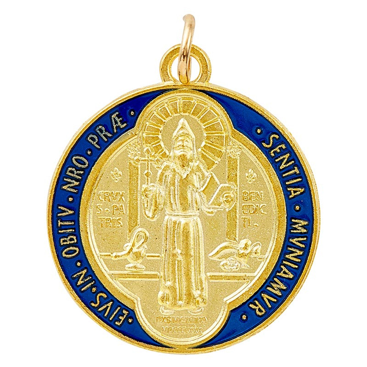 St. Benedict 2 inch Gold Enamel Medal