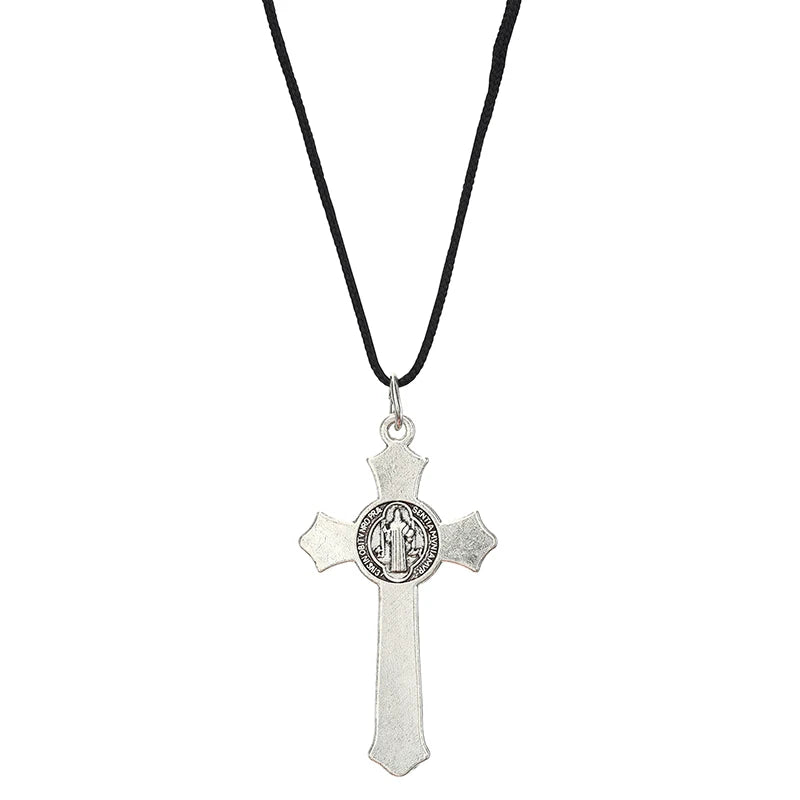 St. Benedict Antique Silver Crucifix Pendant