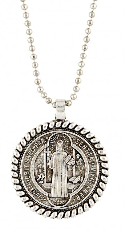St. Benedict Antiqued Rope Medal with Chain