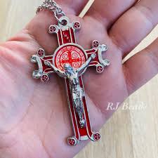 Benedict Black Scroll Crucifix Pendant