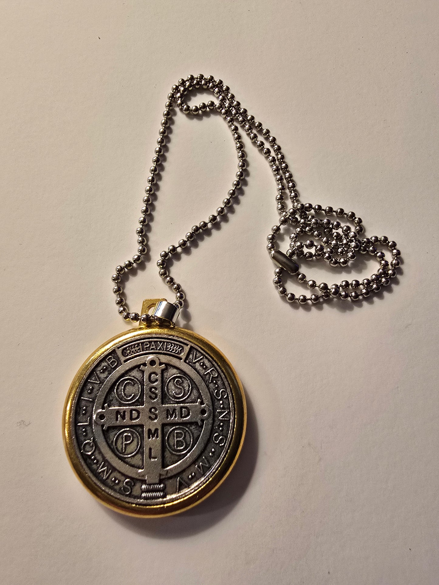 Two-toned St. Benedict Medal Pendant Necklack