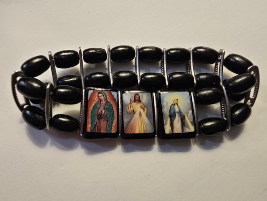 Divine Mercy/Lady of Guadalupe/Miraculous Medal Stretch Bracelet