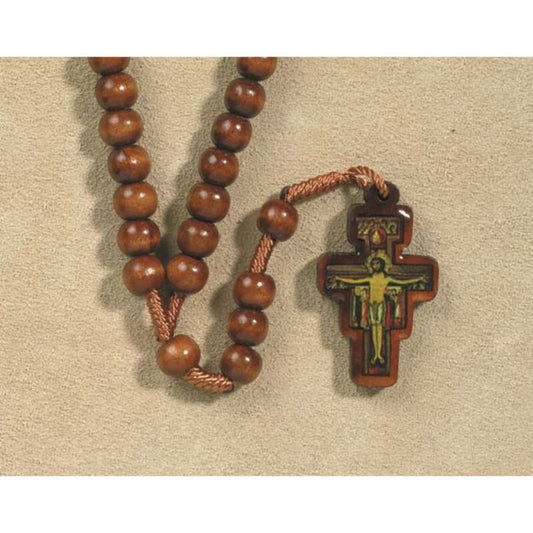 San Damiano Corded Wood Rosary