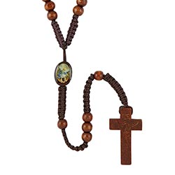 St. Michael Wood Corded Rosary