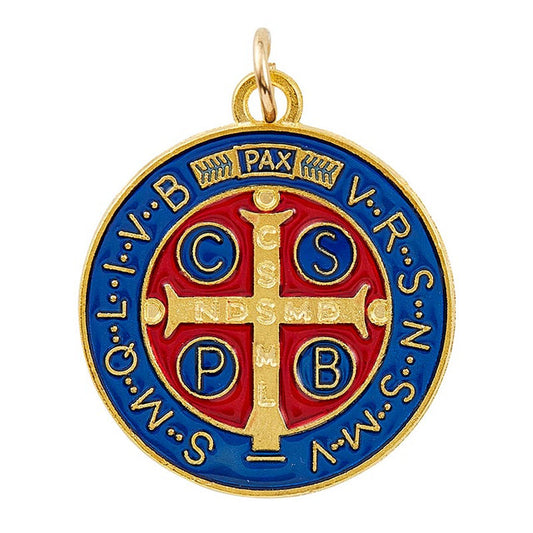 St. Benedict 1 inch Gold Enamel Medal
