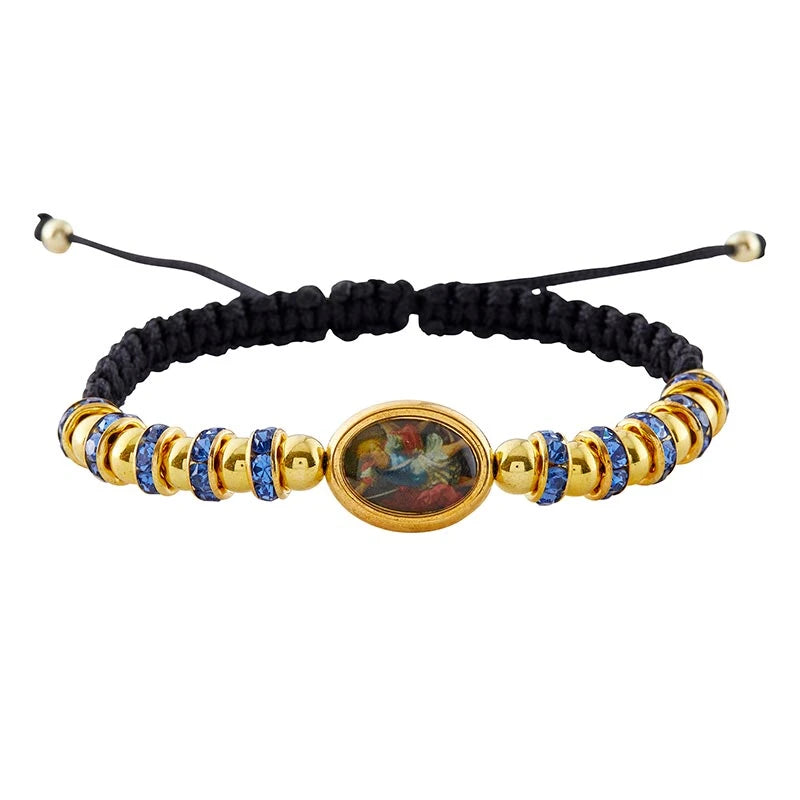 St. Michael Crystal Macrame Bracelet