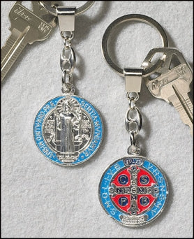 St. Benedict Red and Blue Keychain