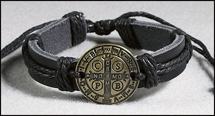 St. Benedict Medal Leather Bracelet