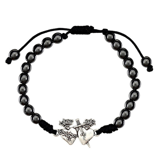 Sacred Hearts Hematite Bracelet