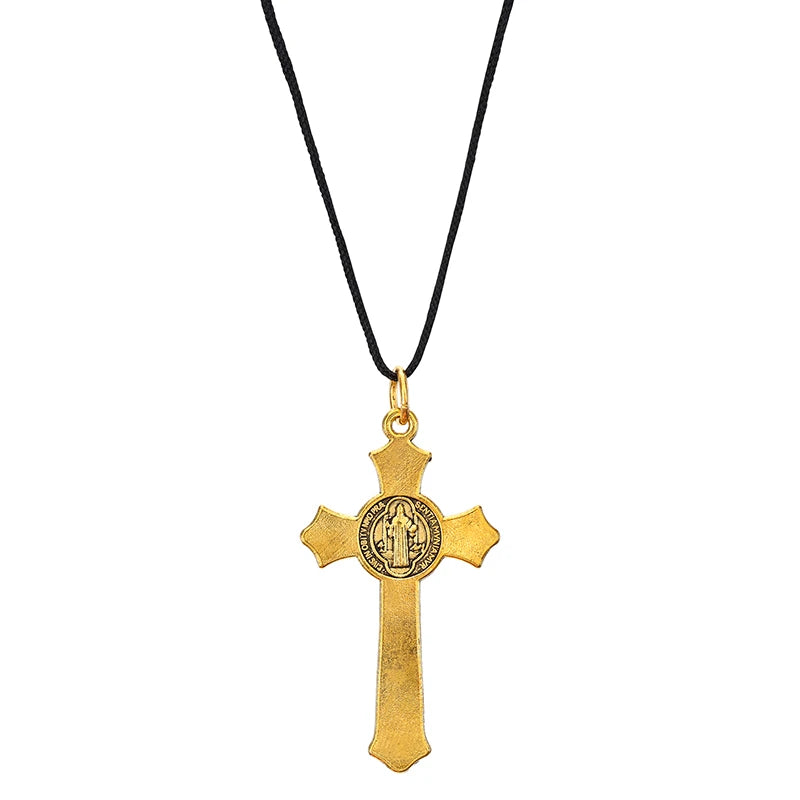 St. Benedict Antique Gold Crucifix Pendant