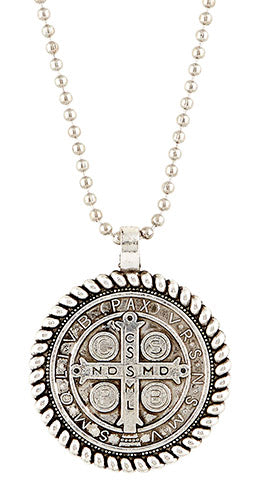 St. Benedict Antiqued Rope Medal with Chain