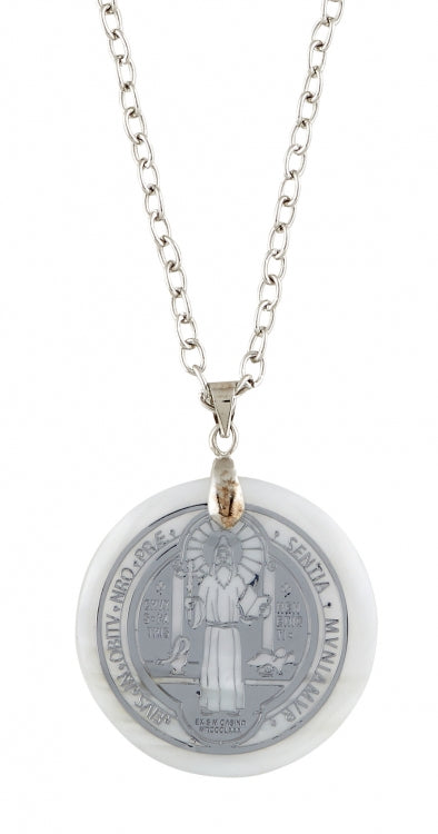 St. Benedict Mother of Pearl Pendant